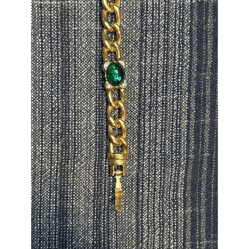 Vintage Puccini Multicolor Cabachon Gold Tone Clear Rhinestones Bracelet
